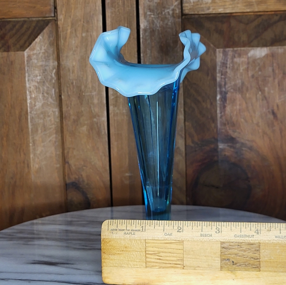 Antique Blue Glass Vase - Picture 4 of 14